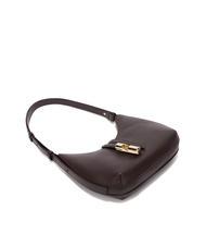 FURLA GOCCIA Sac bandouli&egrave;re en cuir martel&eacute; chocolat - Sacs pour Femme - 4