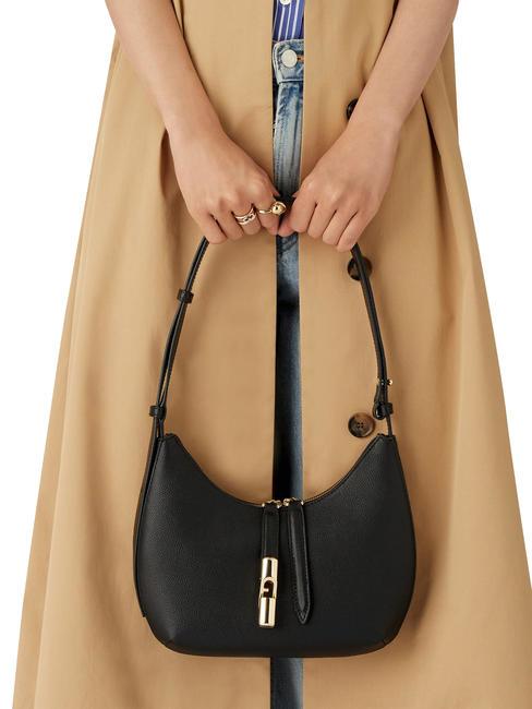 GOCCIA Sac bandoulière en cuir martelé Noir - Sacs pour Femme