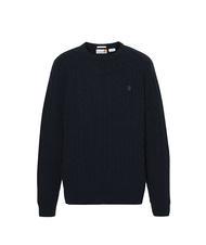 TIMBERLAND P-B LAMBWOOL Pull ras du cou en laine mélangée saphir foncé/denim foncé - Pulls pour hommes - 4