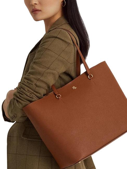 KARLY  Grand sac cabas en cuir lauren tan2 - Sacs pour Femme