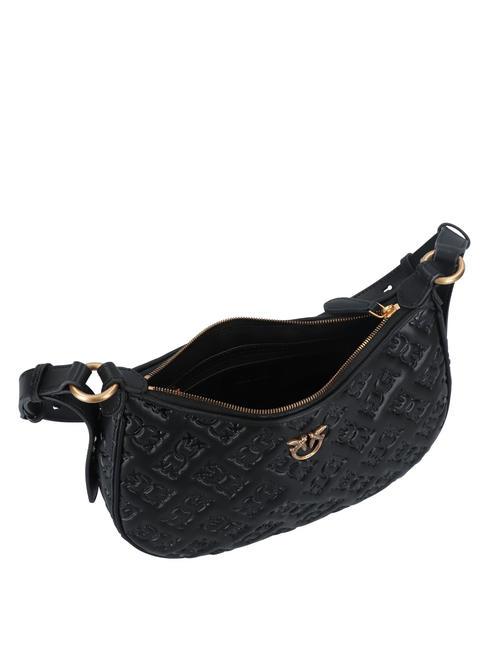 HALF MOON MINI  Sac bandouli&egrave;re, en cuir noir-or antique - Sacs pour Femme