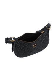 PINKO HALF MOON MINI  Sac bandouli&egrave;re, en cuir noir-or antique - Sacs pour Femme - 3