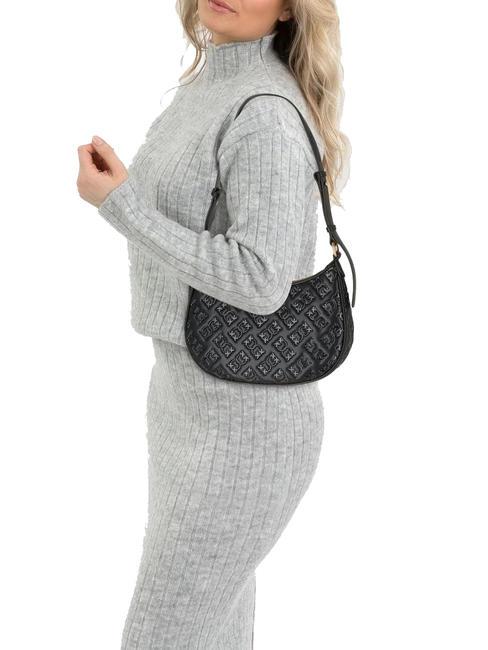 HALF MOON MINI  Sac bandouli&egrave;re, en cuir noir-or antique - Sacs pour Femme