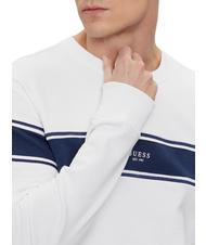 GUESS INSERTED STRIPE Sweat col rond en coton blanc pur - Pulls molletonnés - 3