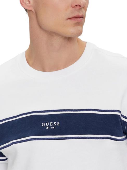 INSERTED STRIPE Sweat col rond en coton blanc pur - Pulls molletonnés