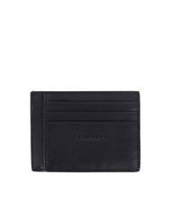 PIQUADRO BLACK SQUARE Porte-cartes plat en cuir noir - Portefeuilles Homme - 2