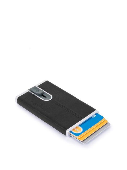  BLACK SQUARE Porte-cartes m&eacute;tallique recouvert de cuir Noir - Portefeuilles Homme