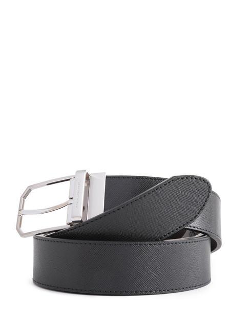 C74 Ceinture r&eacute;versible en cuir noir bleu - Ceintures