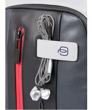 PIQUADRO URBAN Sac bandoulière en cuir gris noir - Sacs à dos pour ordinateur portable - 3
