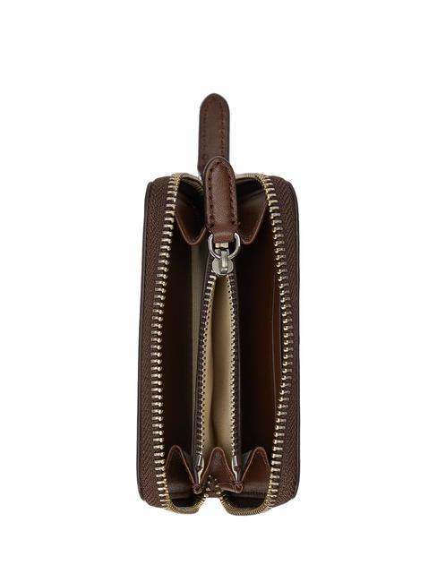 RL LOGO Petit portefeuille zippé en cuir acajou foncé - Portefeuilles Femme