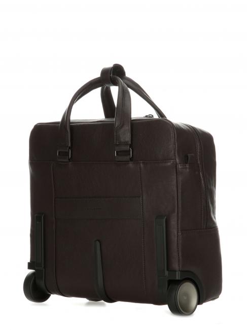 CAMPIONARIO - BLACK SQUARE Trolley pilote pour ordinateur portable 15,6", en cuir cheveux noirs - Pilot case et Sacs ordinateur &agrave; roulettes