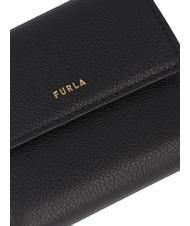 FURLA GOCCIA Portefeuille à deux volets en cuir moyen Noir - Portefeuilles Femme - 4