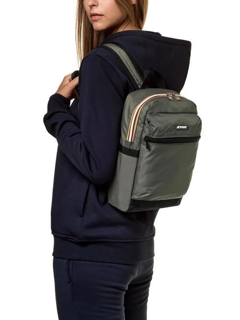 LAON Petit sac à dos en nylon vert noirâtre - Sacs à dos pour l'École & les Loisirs