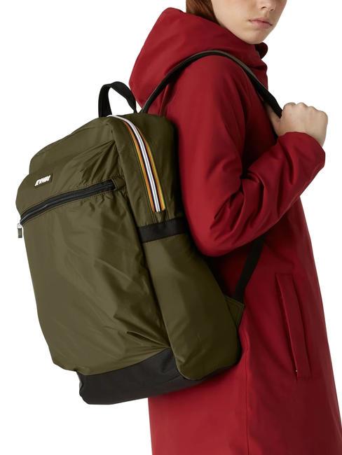 LAON Sac &agrave; dos en nylon vert noir&acirc;tre - Sacs &agrave; dos pour l'&Eacute;cole & les Loisirs