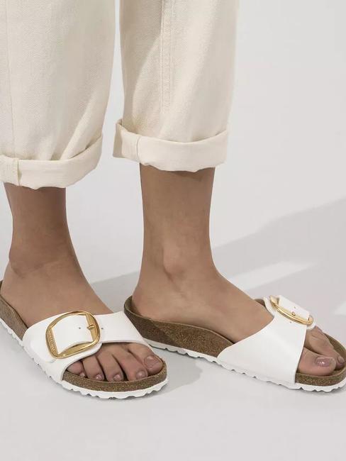 MADRID  Pantoufles blanc vernis - Chaussures Femme