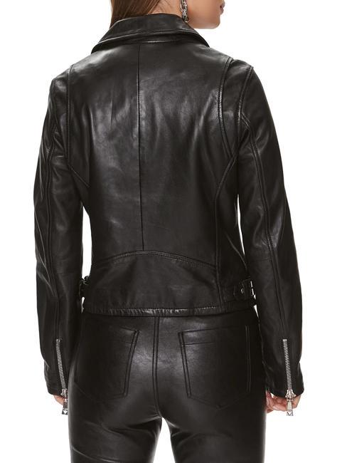 BIKER Veste en cuir noir de jais multi - Vestes pour femmes