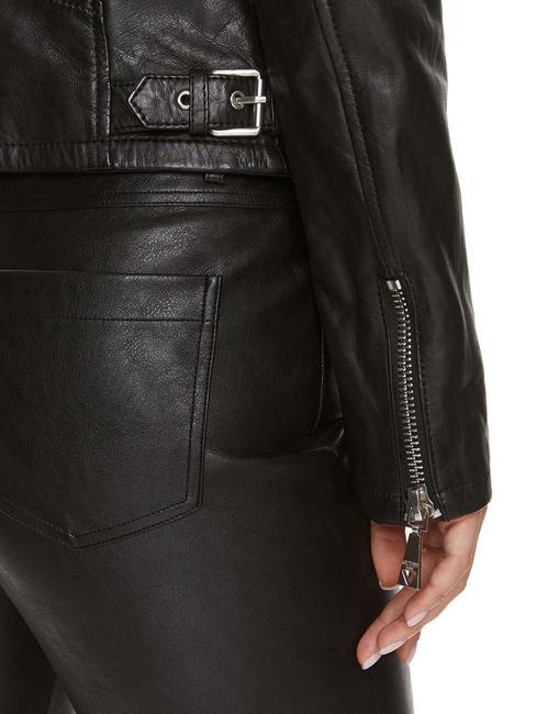 BIKER Veste en cuir noir de jais multi - Vestes pour femmes