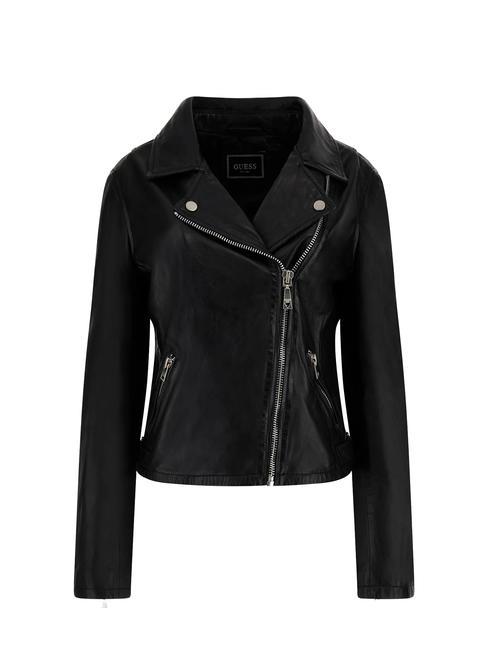 BIKER Veste en cuir noir de jais multi - Vestes pour femmes