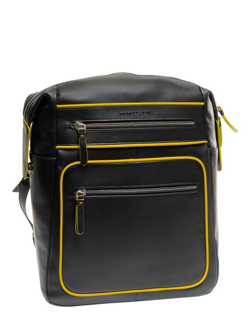 BICOLOR Sac à dos en cuir pour ordinateur portable 15,6" noir jaune - Sacs à dos pour ordinateur portable