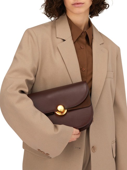 SFERA Sac en cuir avec rabat épaule chocolat - Sacs pour Femme