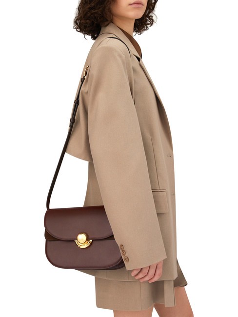 SFERA Sac en cuir avec rabat épaule chocolat - Sacs pour Femme