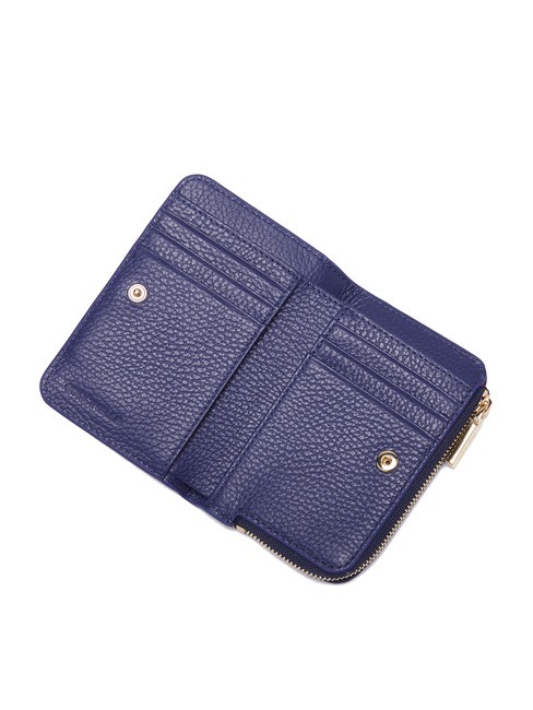 METALLIC SOFT Petit portefeuille en cuir textur&eacute; bleu roi - Portefeuilles Femme