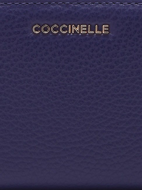 METALLIC SOFT Petit portefeuille en cuir textur&eacute; bleu roi - Portefeuilles Femme