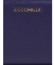 COCCINELLE METALLIC SOFT Petit portefeuille en cuir textur&eacute; bleu roi - Portefeuilles Femme - 3