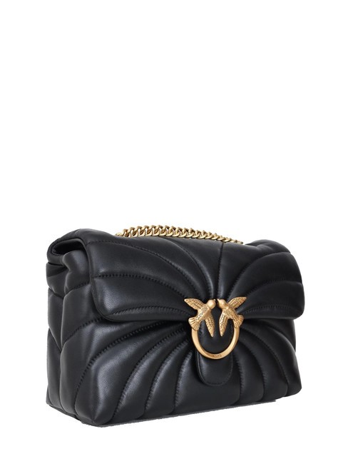 LOVE PUFF CLASSIC Sac bandoulière en cuir nappa noir-or antique - Sacs pour Femme