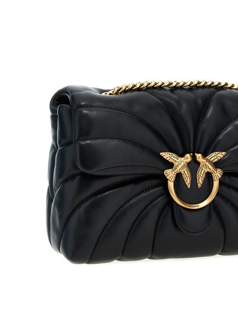 LOVE PUFF CLASSIC Sac bandoulière en cuir nappa noir-or antique - Sacs pour Femme