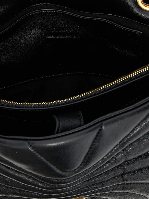 LOVE PUFF CLASSIC Sac bandoulière en cuir nappa noir-or antique - Sacs pour Femme