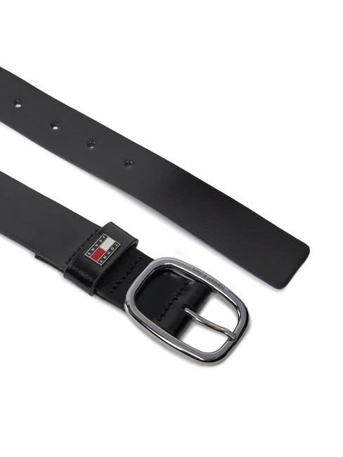 TOMMY JEANS OVAL  Ceinture en cuir raccourcissable le noir - Ceintures