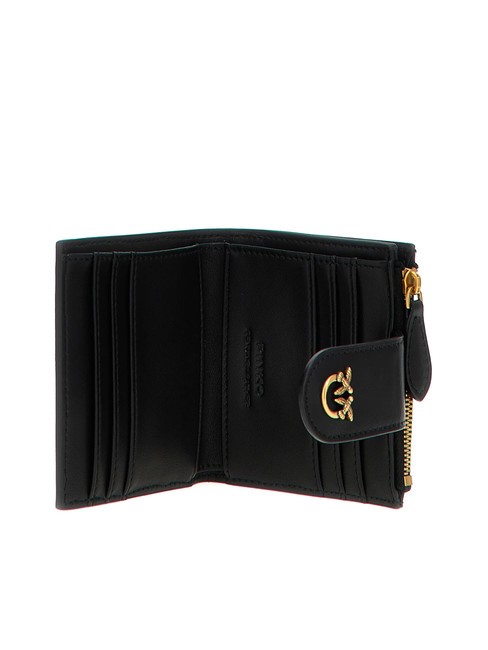 MULTI PURPOSE Portefeuille compact en cuir noir-or antique - Portefeuilles Femme