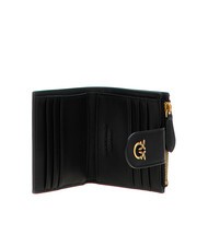 PINKO MULTI PURPOSE Portefeuille compact en cuir noir-or antique - Portefeuilles Femme - 2