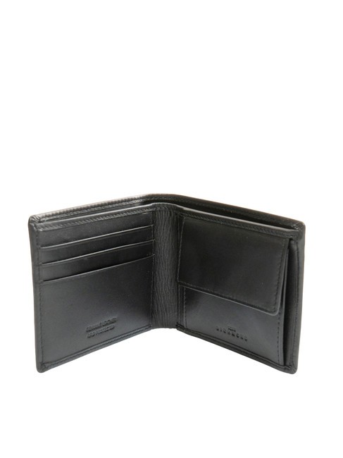 EMBOSSED LOGO Portefeuille en cuir avec porte-monnaie noir - Portefeuilles Homme