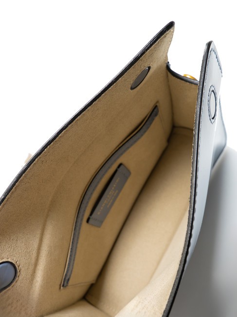 LOGO PRINT Sac bandoulière en cuir brossé ming bleu - Sacs pour Femme