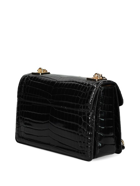 CHAIN CROCO Sac bandoulière imprimé Noir - Sacs pour Femme