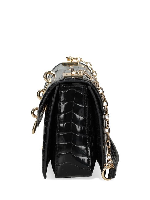 CHAIN CROCO Sac bandoulière imprimé Noir - Sacs pour Femme