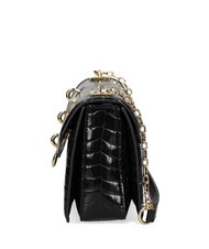 LOVE MOSCHINO CHAIN CROCO Sac bandoulière imprimé Noir - Sacs pour Femme - 3