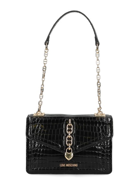 CHAIN CROCO Sac bandoulière imprimé Noir - Sacs pour Femme
