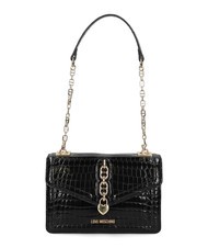 LOVE MOSCHINO CHAIN CROCO Sac bandoulière imprimé Noir - Sacs pour Femme - 4