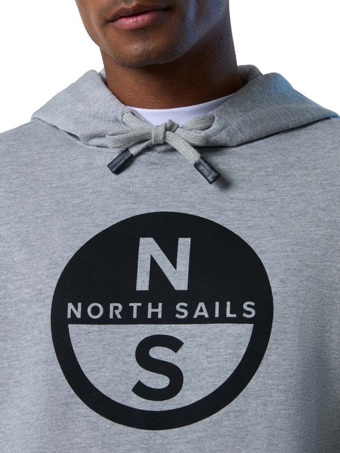 BASIC Sweat à capuche imprimé logo gris mélangé - Pulls molletonnés