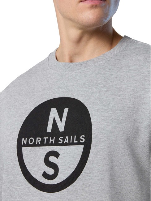 BASIC Sweat-shirt &agrave; col rond avec logo imprim&eacute; gris m&eacute;lang&eacute; - Pulls molletonn&eacute;s