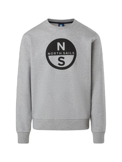 BASIC Sweat-shirt &agrave; col rond avec logo imprim&eacute; gris m&eacute;lang&eacute; - Pulls molletonn&eacute;s