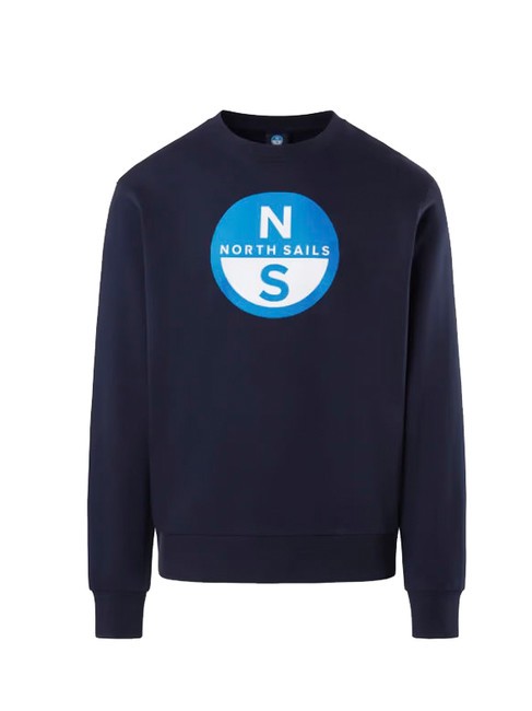 BASIC Sweat-shirt à col rond avec logo imprimé bleu marine - Pulls molletonnés