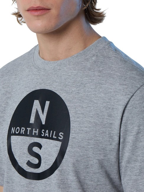 BASIC T-shirt en coton imprimé logo gris mélangé - T-shirt