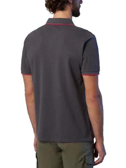 COLLAR STRIPED Polo à manches courtes en coton gris fer - chemise polo