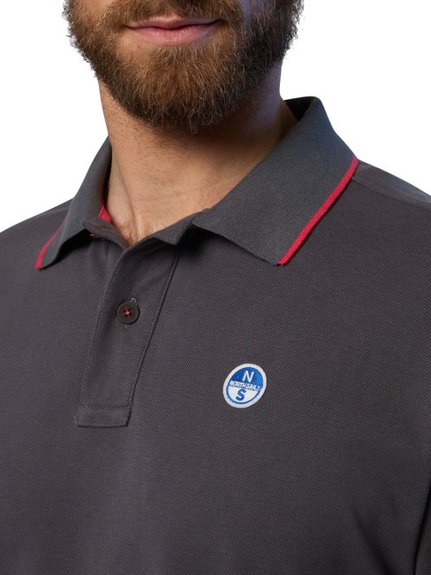 COLLAR STRIPED Polo à manches courtes en coton gris fer - chemise polo