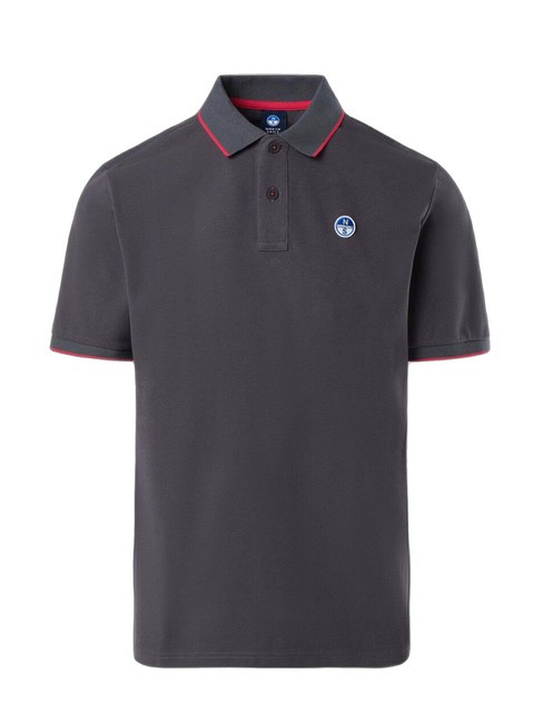 COLLAR STRIPED Polo à manches courtes en coton gris fer - chemise polo