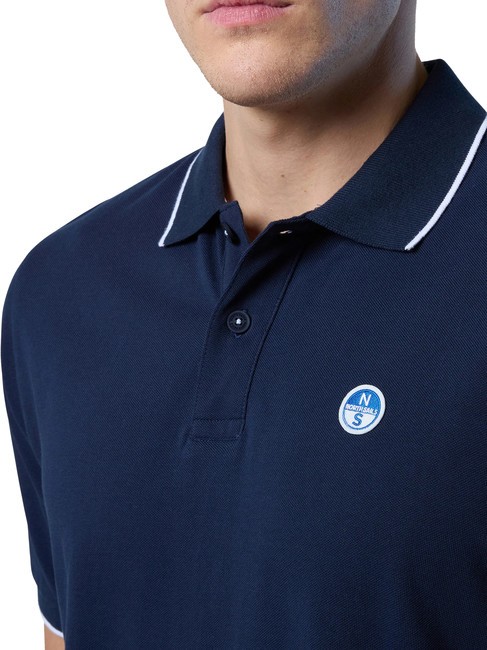 COLLAR STRIPED Polo &agrave; manches courtes en coton bleu marine - chemise polo